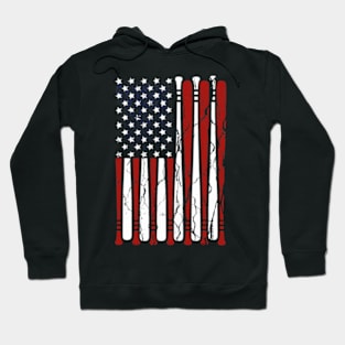 Baseball Lover American Flag Baseball Bat Team Hoodie